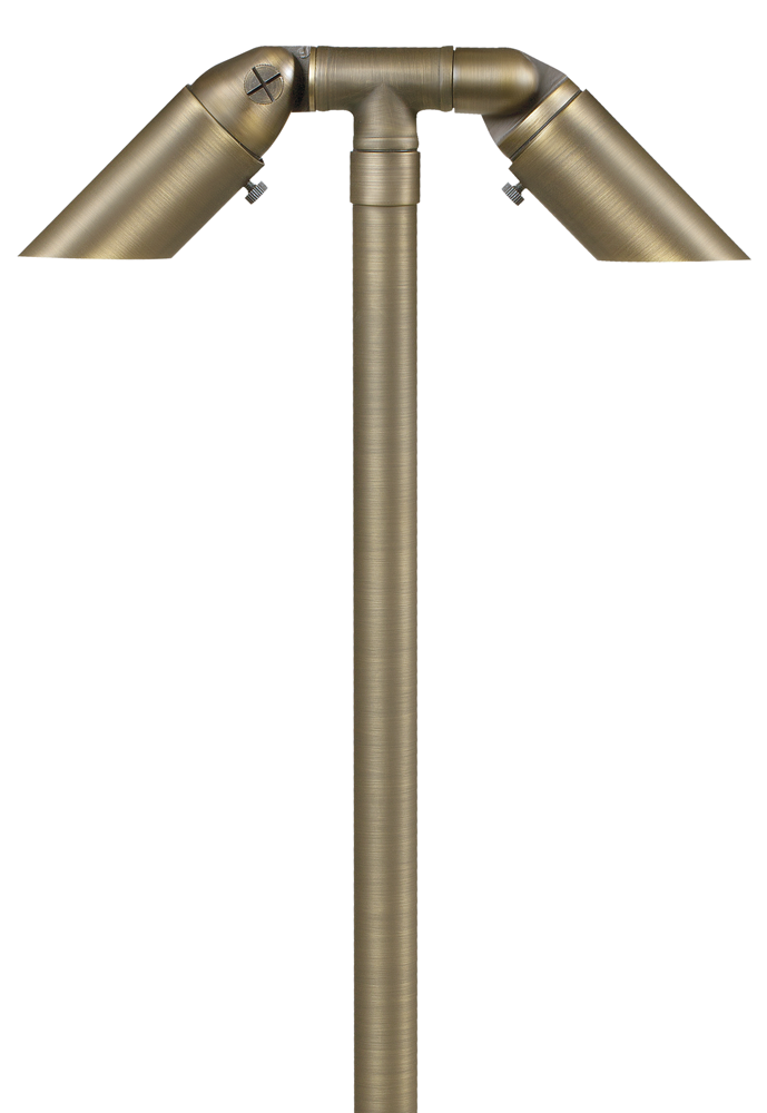 Brass Adjustable Double Head, 18" Stem, Antique Bronze, No Lamp — view 1