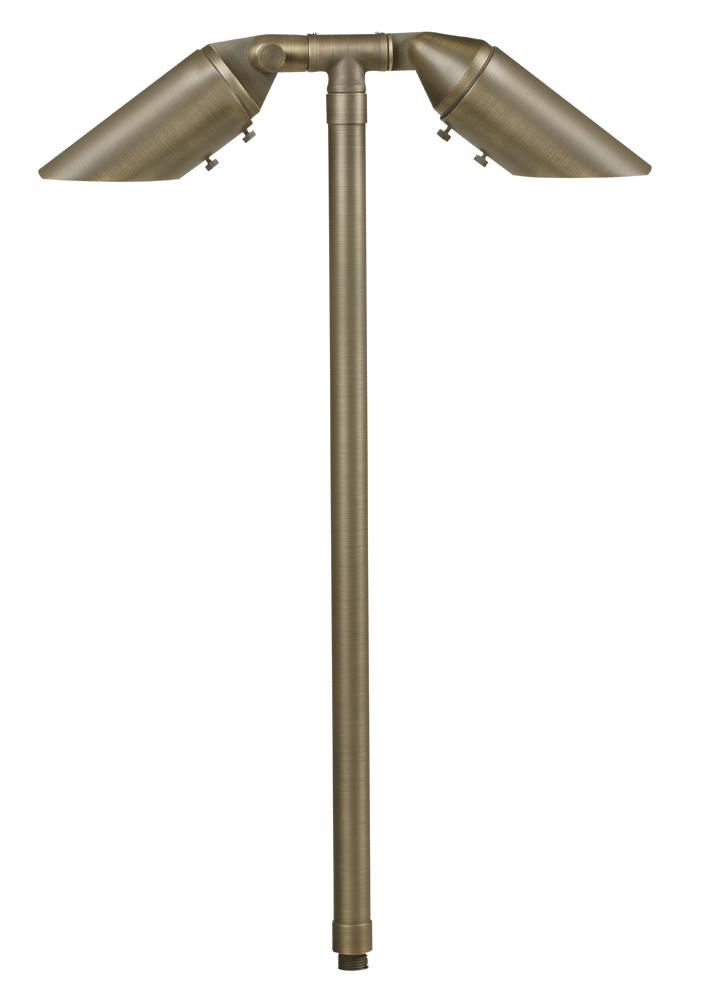 Brass Adjustable Double Head, 18" Stem, Antique Bronze, No Lamp — view 1