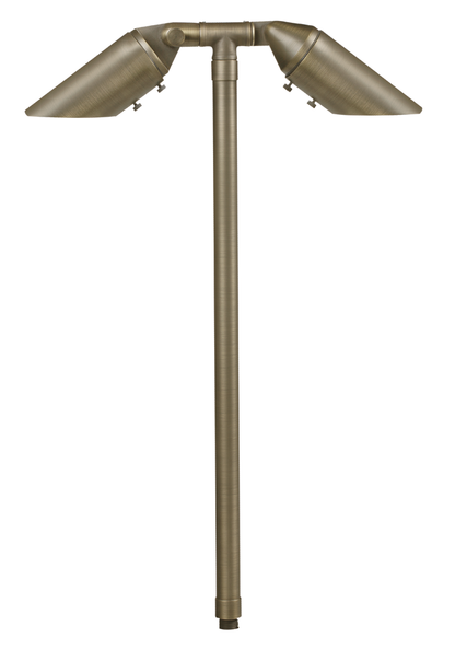 Brass Adjustable Double Head, 18" Stem, Antique Bronze, No Lamp — view 1