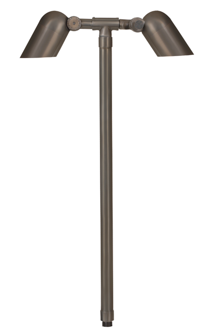 Brass Mini Double Head, 12" Stem, Gun Metal, No Lamp — view 1