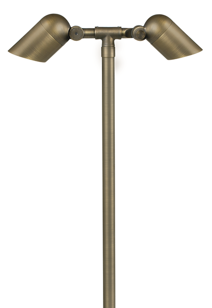 Brass Mini Double Head, 26" Stem, Antique Bronze, No Lamp — view 1