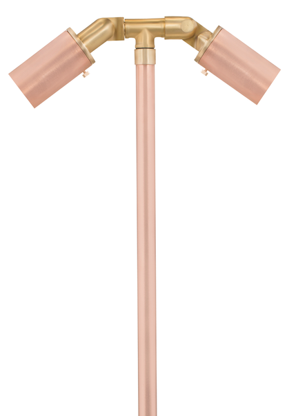 Copper Double Head, 12" Stem, Raw Copper, No Lamp — view 1