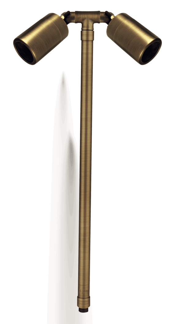Brass RGB-WW Bluetooth Double Head, Pathlight, 18” Stem, Antique Bronze, 2x1W-6W LED — view 1