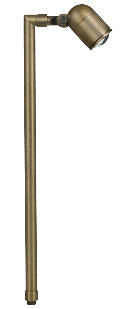 Brass Lensed Single Head, 18" Stem, Antique Bronze, No Lamp — view 1