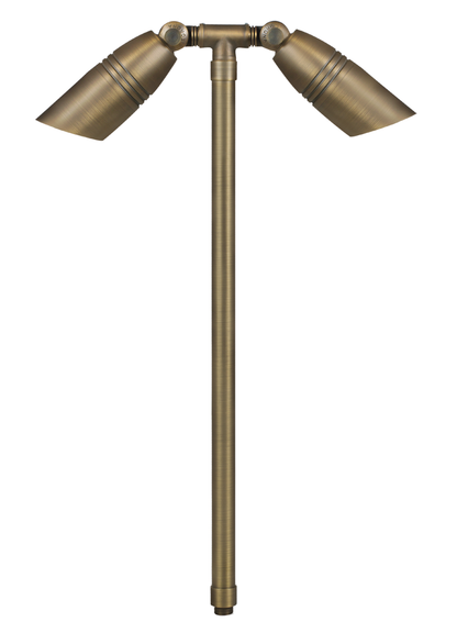 Brass Double Head, 12" Stem, Antique Bronze, No Lamp — view 1