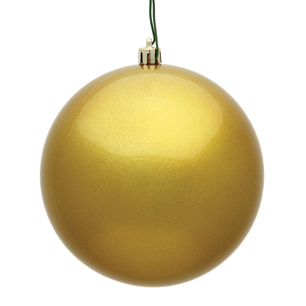 4" Shatterproof Ball Ornament - Gold - Shiny - UV Treated 10" (Single)- Candy (UV) — view 3