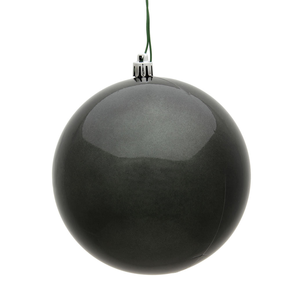 4" Shatterproof Ball Ornament - Pewter - Candy - UV Treated - Bag of 6 — view 1