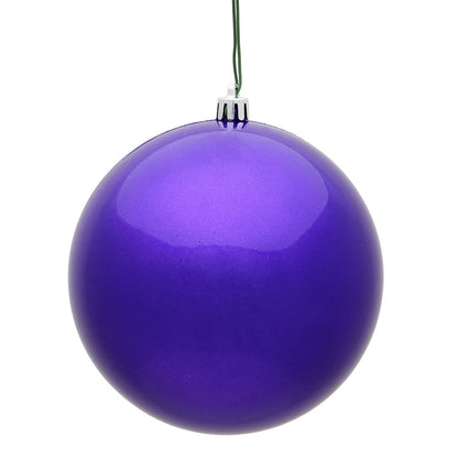 4" Shatterproof Ball Ornament - Purple - Candy - Bag of 6 4" (Set of 6)- Candy (UV) — view 4