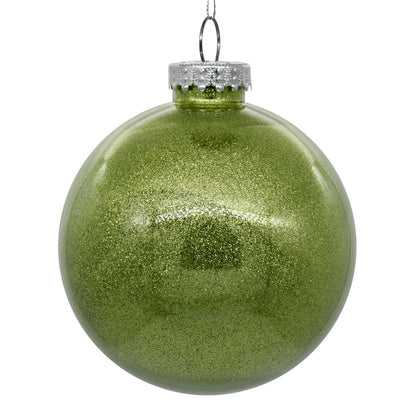 4" Glitter Clear Ball Ornament - Celadon - Set of 4 Celadon — view 3