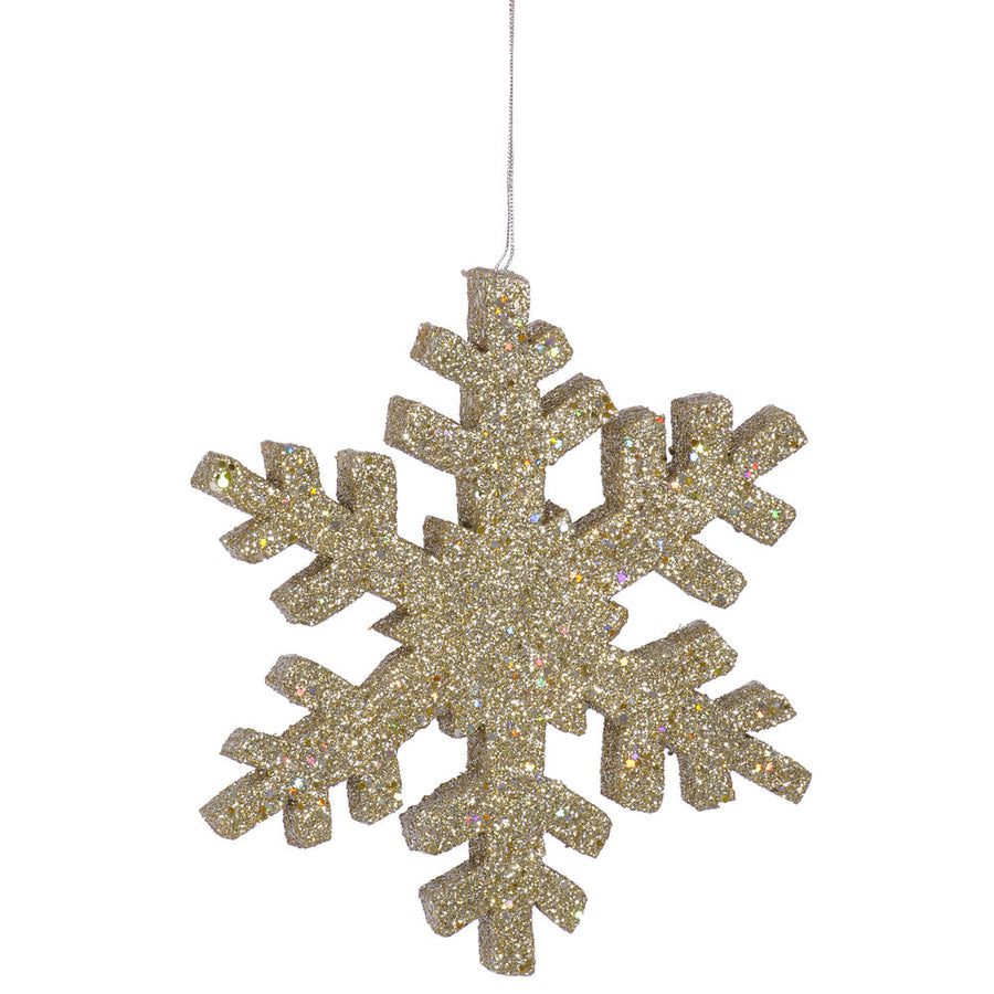 12" Outdoor Glitter Snowflake Ornament - Champagne Champagne- 12"