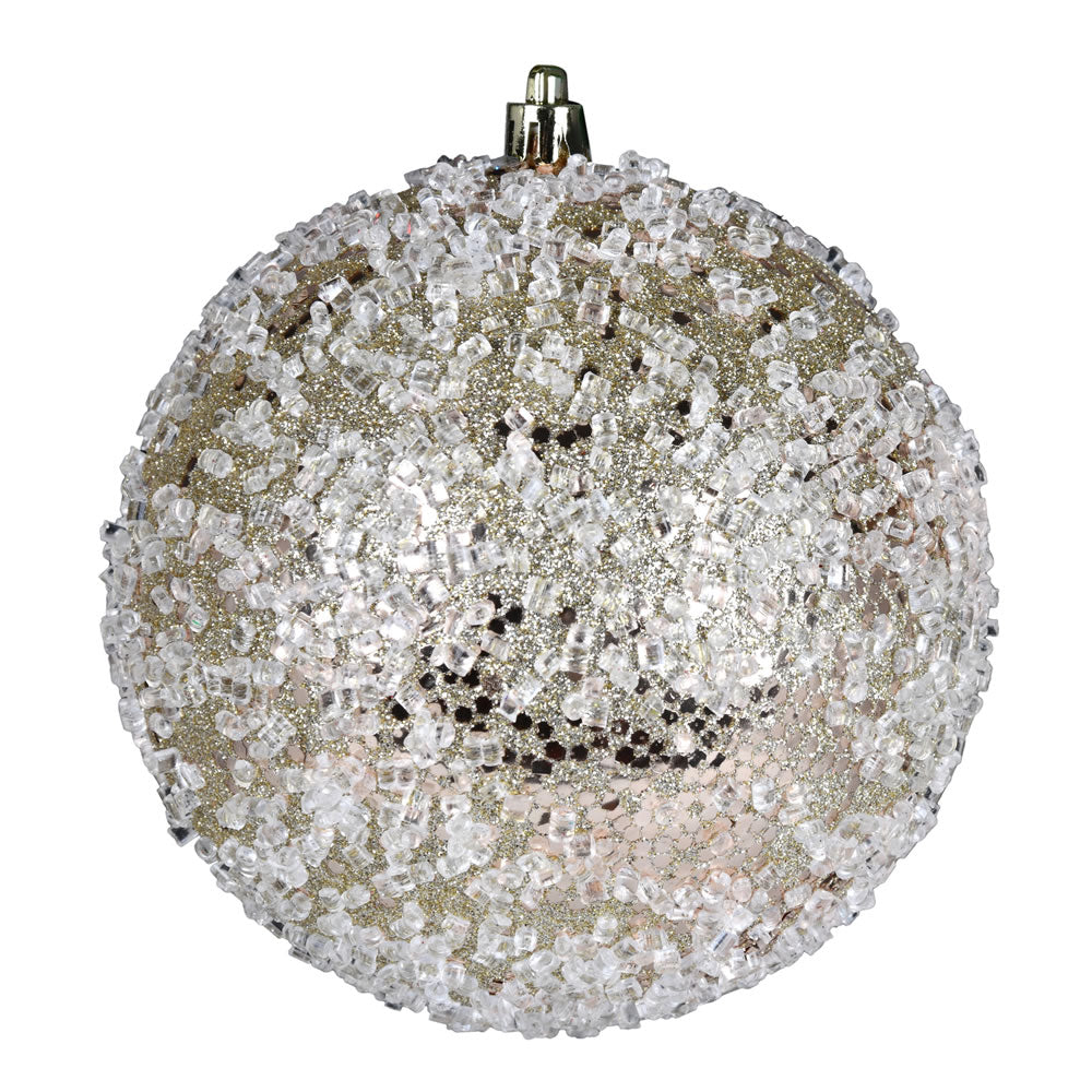 4" Glitter Hail Ball Ornament - Champagne - Set of 4 Champagne — view 3