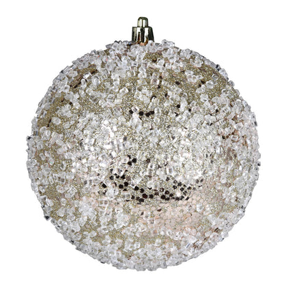 4" Glitter Hail Ball Ornament - Champagne - Set of 4 Champagne — view 3