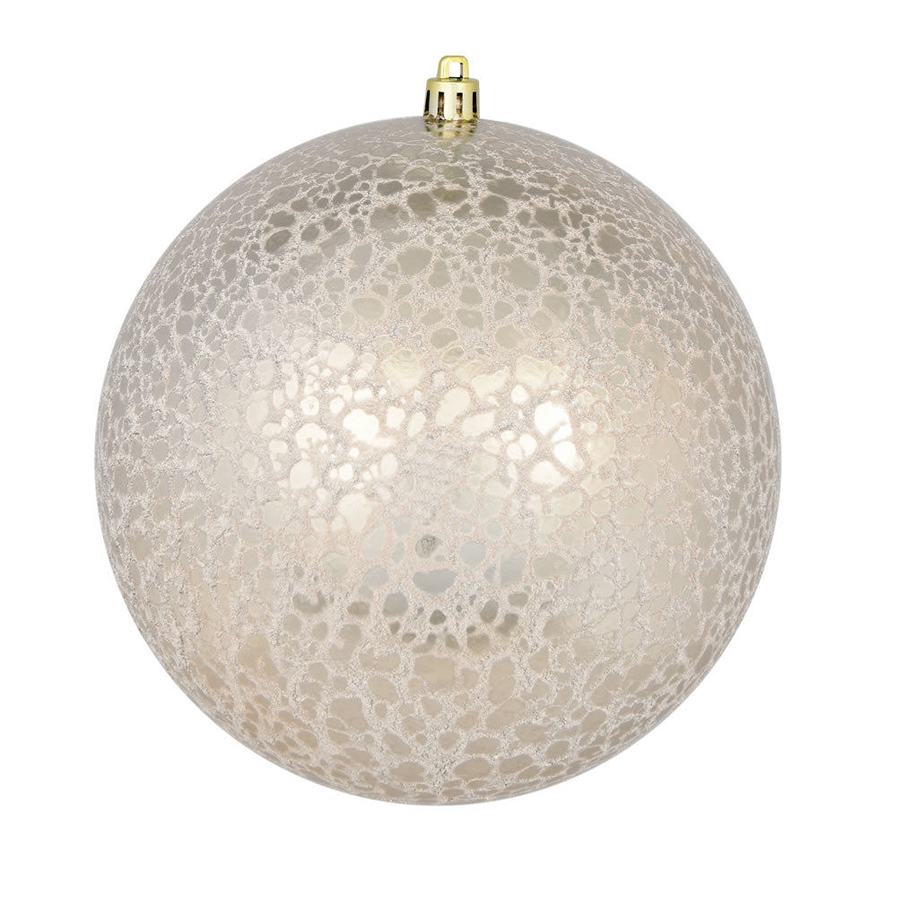4" Crackle Ball Ornament - Champagne - Set of 4 Champagne — view 4