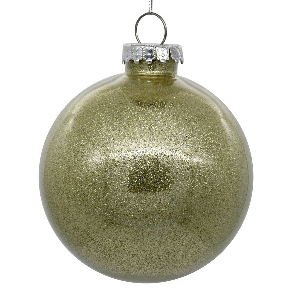 4.75" Glitter Clear Ball Ornament - Champagne - Set of 4 Champagne — view 3