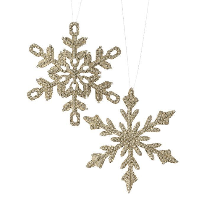 7.75" Jewel Beaded Snowflake Ornament Set of 2