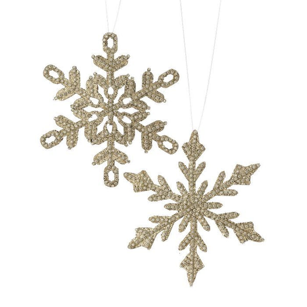 7.75" Jewel Beaded Snowflake Ornament Set of 2