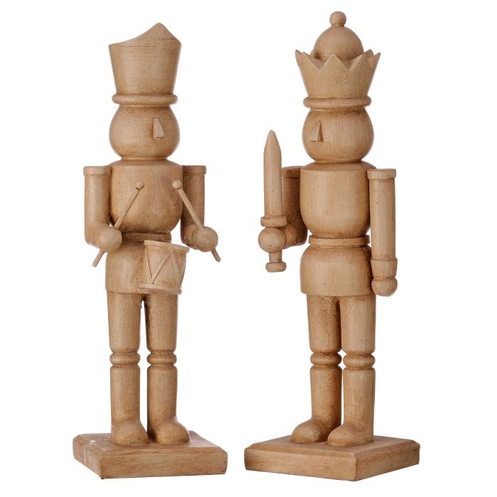 10" Resin Wooden Nutcracker  - Set Of 2