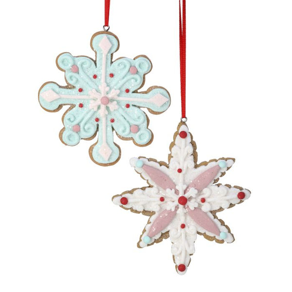 4.5" Clay Cookie Snowflake Ornament - Set of 2