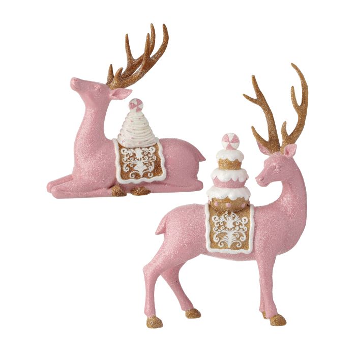 9.5-14.5" Resin Candy Saddle Deer  - Set Of 2