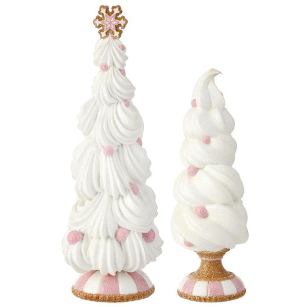 11" and 14" Elegant Frosting Tree - Set of 2 - White and Pink