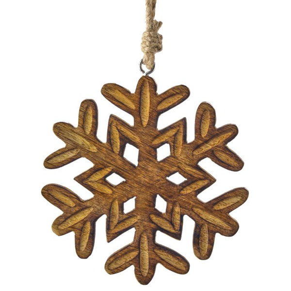 6" Mango Wood Snowflake Ornament