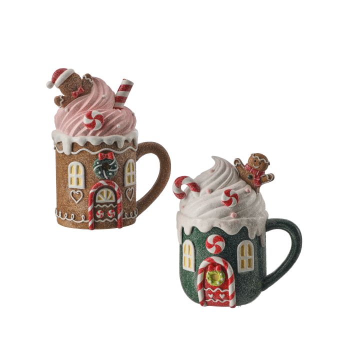 8" Gingerbread with Candy Mug - Set of 2