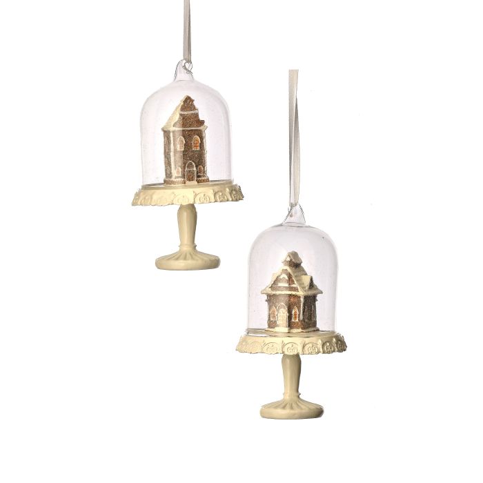 4.5" Gingerbread House Ornament - Set of 2