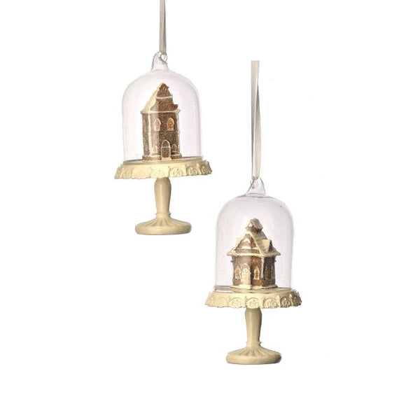4.5" Gingerbread House Ornament - Set of 2