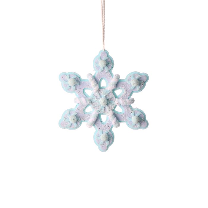 8" Blue and White Felt Sugured Candy Snowflake