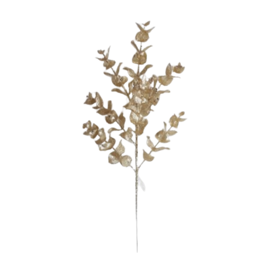 25" SEQUIN GLITTER EUCLYPTUS SPRAY - CHAMPAGNE