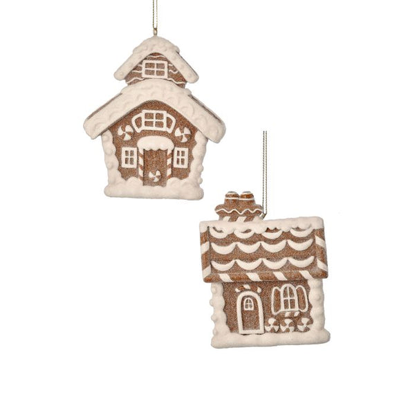 4" Resin Gingerbread House Ornament - Set of 2