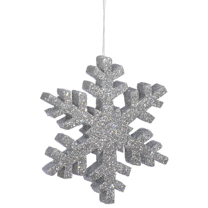 4" Outdoor Glitter Snowflake Ornament - Silver Silver- 8" — view 1
