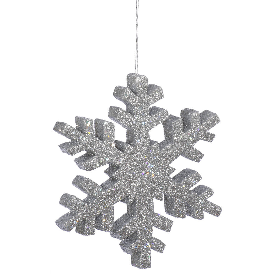 4" Outdoor Glitter Snowflake Ornament - Silver Silver- 8"