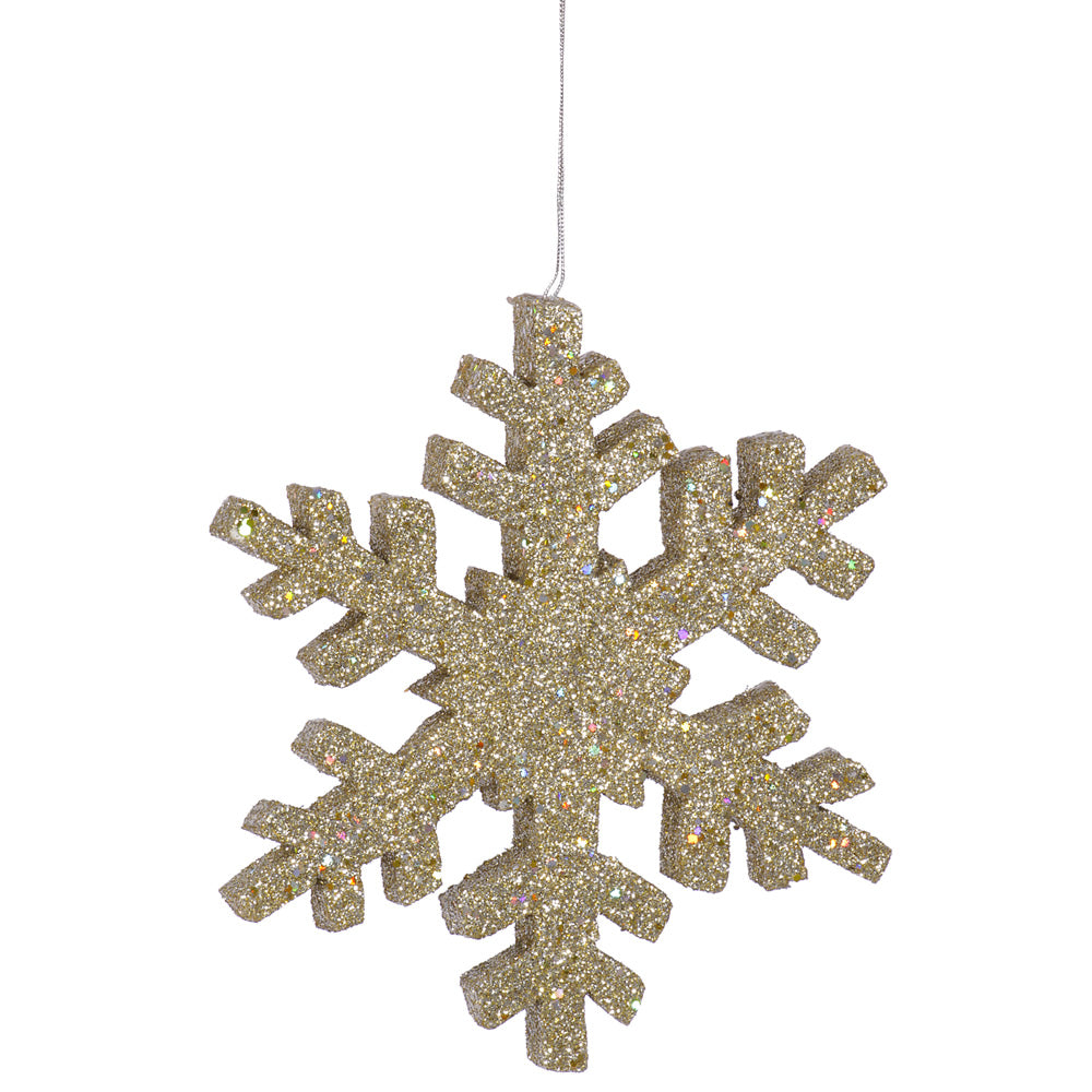 4" Outdoor Glitter Snowflake Ornament - Champagne Champagne- 8" — view 1