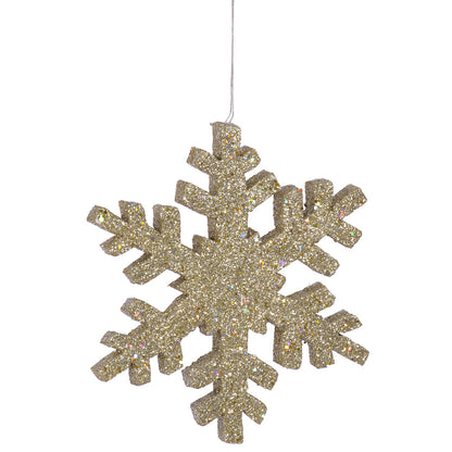 4" Outdoor Glitter Snowflake Ornament - Champagne Champagne- 8" — view 1