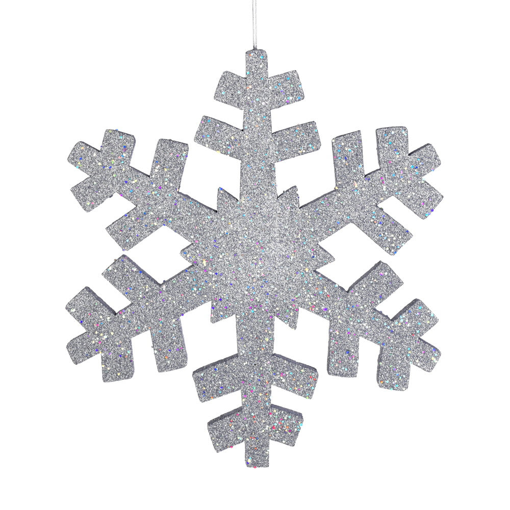 14" Outdoor Glitter Snowflake Ornament - Silver Silver- 18" — view 1