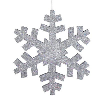 14" Outdoor Glitter Snowflake Ornament - Silver Silver- 18" — view 1