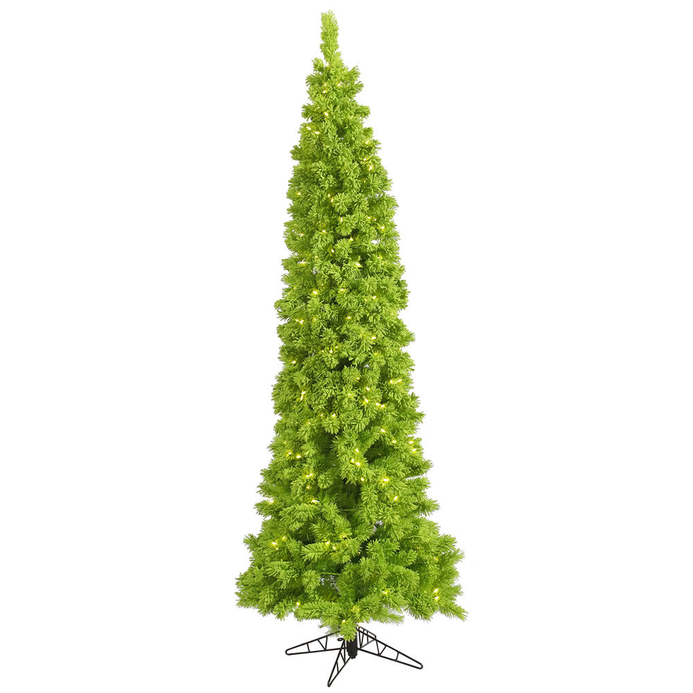 7.5' Designer Flocked Christmas Tree - Lime Green - Prelit Lime Green- 300 Lime Lights- 7.5' X 35" — view 1