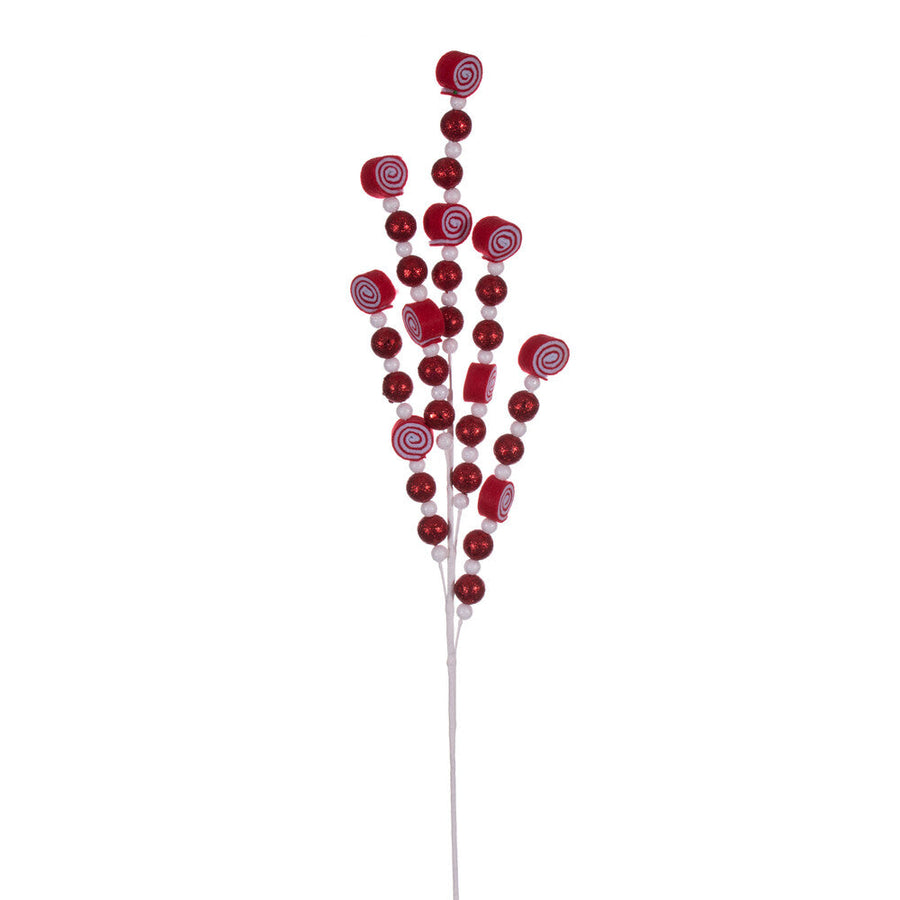 32" Red/White Swirl and Ball Spray - Set of 4