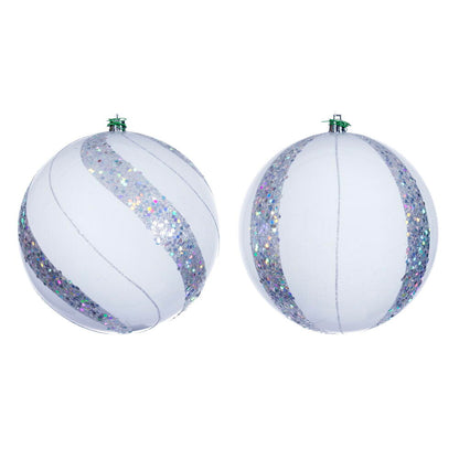 10" White Pearl Sequin Ball Ornament - Sequin - Set of 4 6" (Set of 4)- Sequin — view 1