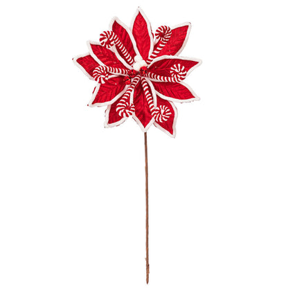 21.5" Red Candy Cane Poinsettia Spray- Set of 4 — view 5