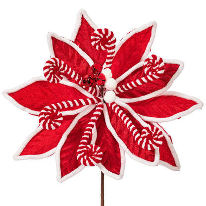 21.5" Red Candy Cane Poinsettia Spray- Set of 4