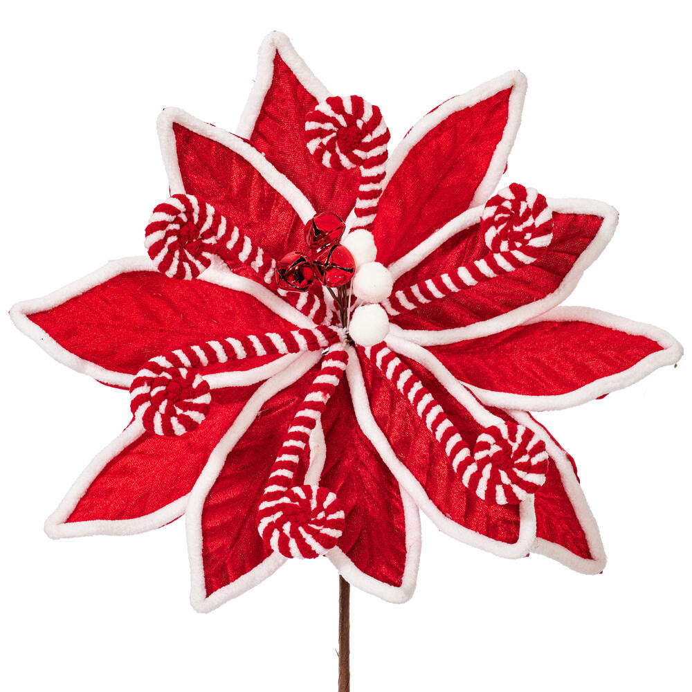 21.5" Red Candy Cane Poinsettia Spray- Set of 4 — view 6