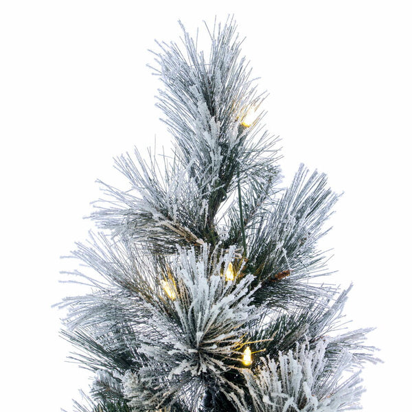 36" Flocked Jackson TearDrop - Warm White Foliage