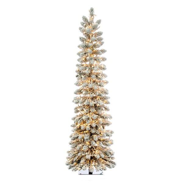 Snowy Flocked Alpine Accent Tree - Slim Profile (4.5' - 7')