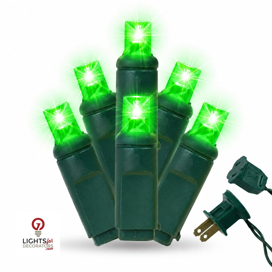 5MM 50L Light Set BALLED - 6" Green Cord - WINTERGREEN STROBE(B/G/B/G/B/CWS)