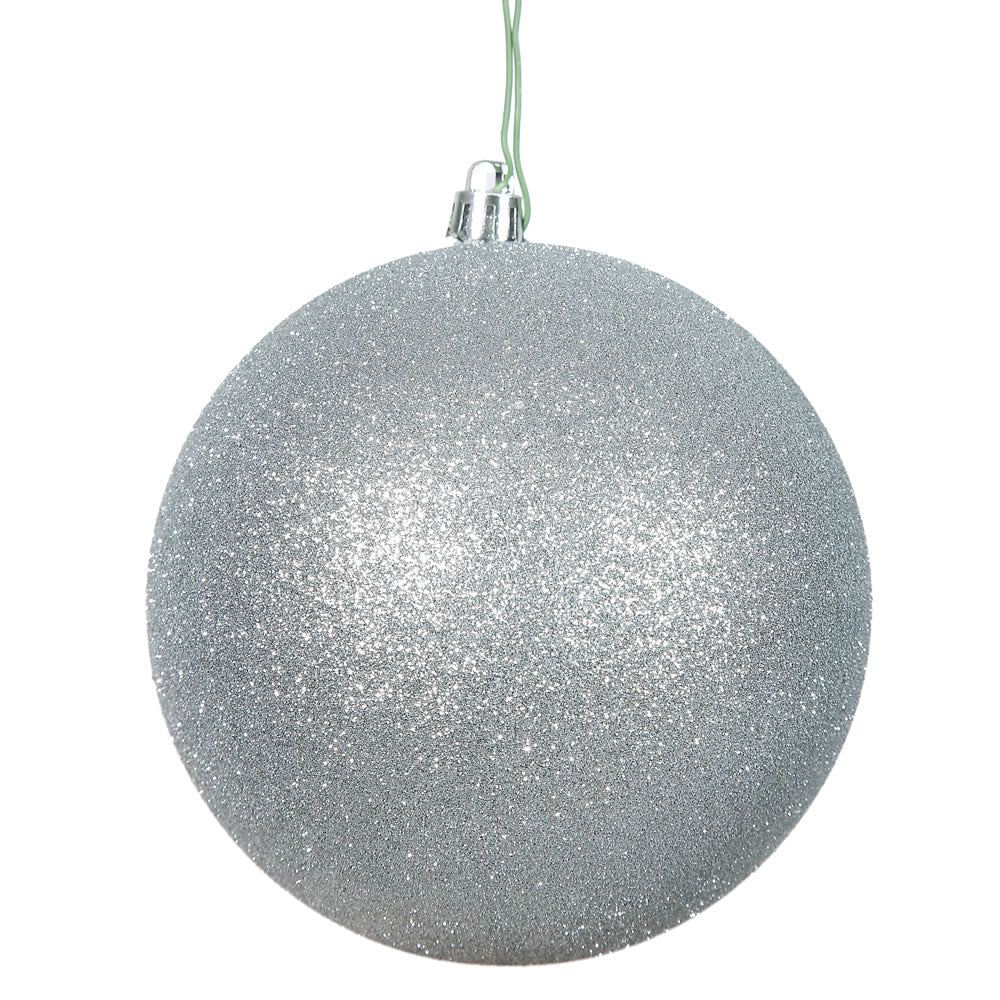 4" Shatterproof Ball Ornament - Silver - Candy - UV Treated 6" (Set of 4)- Glitter – Bag of 4 — view 4