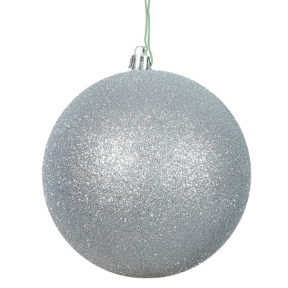 4" Shatterproof Ball Ornament - Silver - Candy - UV Treated - Set of 4 4" (Set of 6)- Glitter – Bag of 6 — view 4