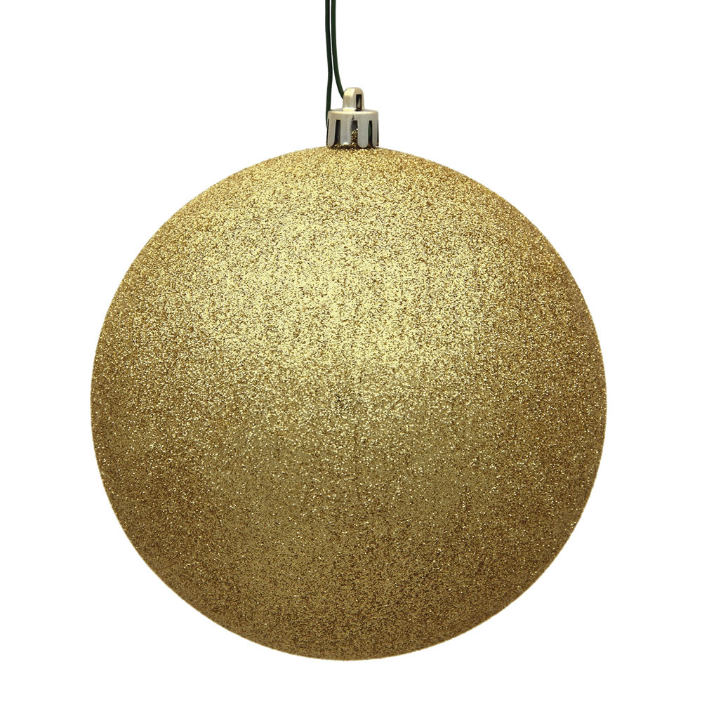4" Shatterproof Ball Ornament - Gold - Sequin 8" (Single)- Glitter — view 3