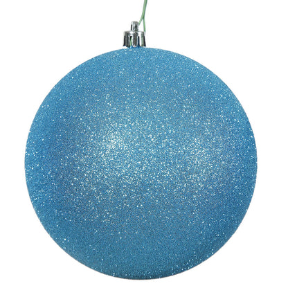 4" Shatterproof Ball Ornament - Turquoise - Glitter - Set of 4 6" (Set of 4)- Glitter – Bag of 4 — view 4